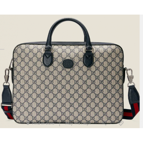 Estuche Gucci Business con G entrelazada 674140 Azul