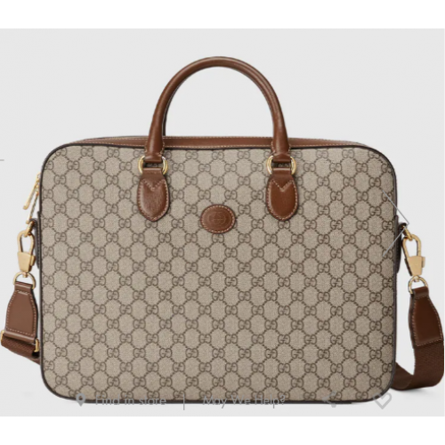 Estuche Gucci Business con G entrelazada 674140 Marrón