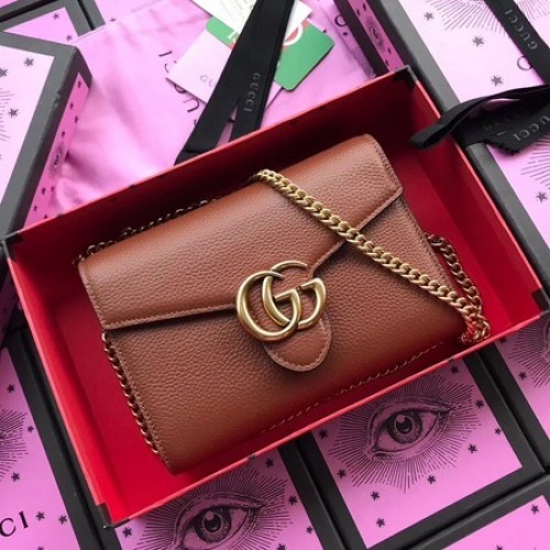 Gucci Bolso De Hombro De Piel De Becerro 401232 Café