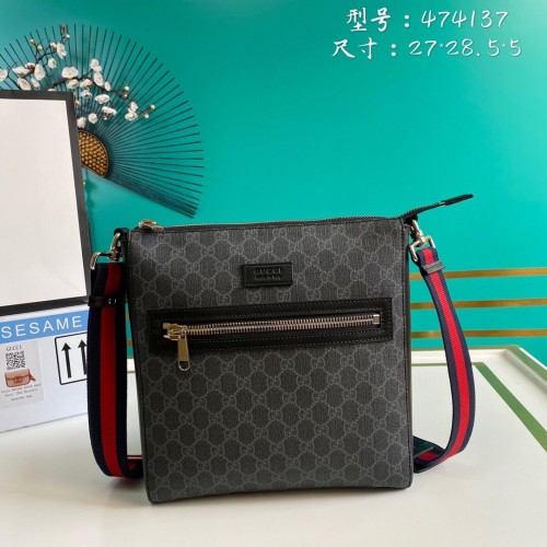 Bolsa de mensajero de lona Gucci 474137 negro