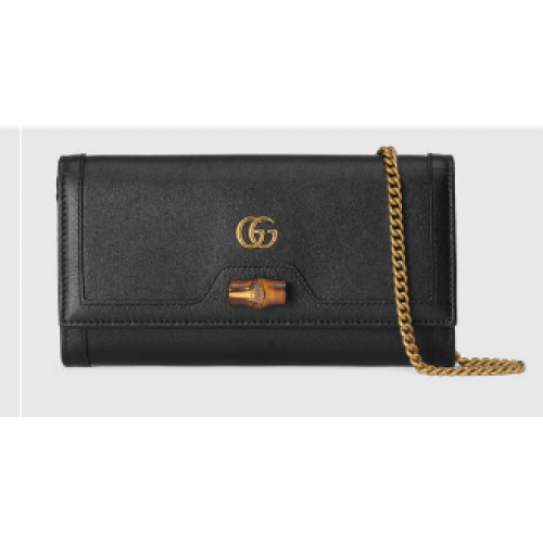 Cartera de cadena Gucci Diana con bambú 658243 negro