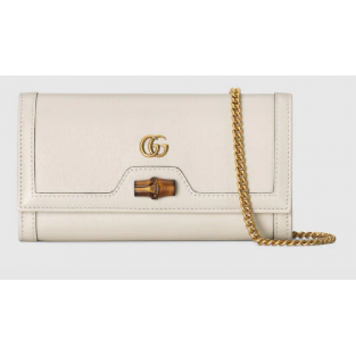Cartera de cadena Gucci Diana con bambú 658243 blanco
