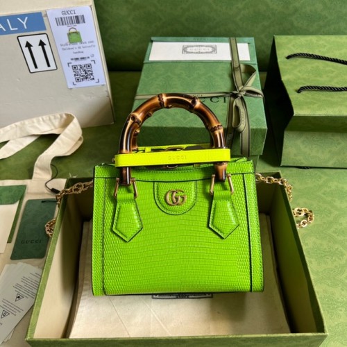 Minibolso Gucci Diana lizard 675800 Verde fluorescente