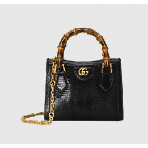 Gucci Diana mini bolso de lagarto 675800 negro