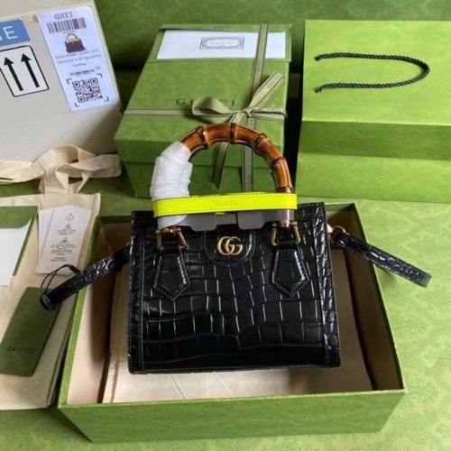Gucci Diana mini bolso tote cocodrilo 655661 negro