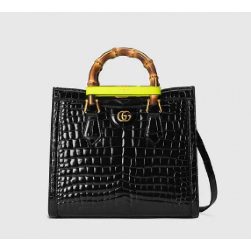 Bolso tote pequeño de cocodrilo Diana Gucci 660195 Negro