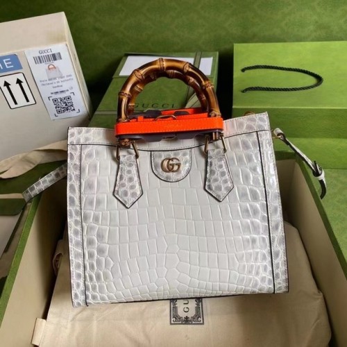 Gucci Diana bolso tote pequeño de cocodrilo 660195 blanco