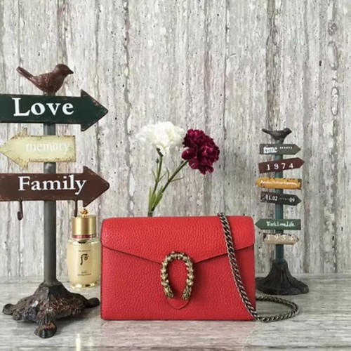 Cartera con cadena de piel de becerro Gucci Dionysus 404141 rojo