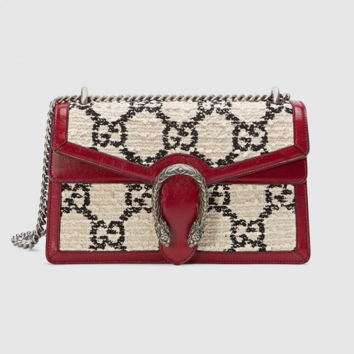 Gucci Dionysus GG Original bolso de hombro de tweed 400249 blanco