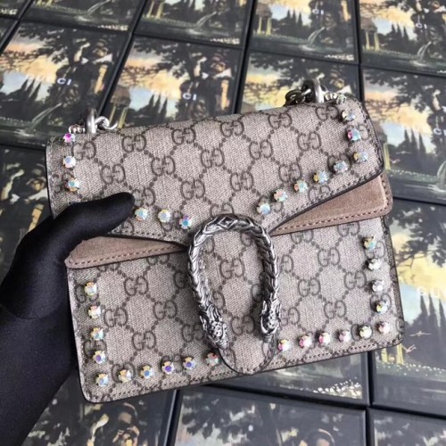 Gucci Dionysus GG Supreme lienzo cristal mini bolso 421970 albaricoque