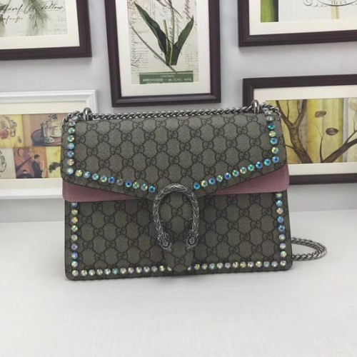 Gucci Dionysus GG bolso de hombro de cristal mediano 403348 rosa