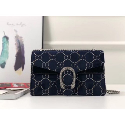 Gucci Dionysus GG bolso de hombro pequeño de terciopelo 400249 azul