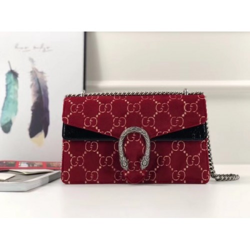 Gucci Dionysus GG bolso de hombro pequeño de terciopelo 400249 rojo
