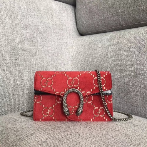Gucci Dionysus GG terciopelo super mini bolso 476432 rojo
