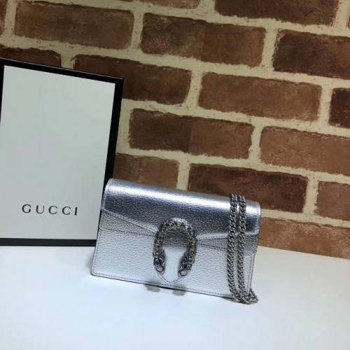 Gucci Dionysus Leather Super mini Bolso 476432 plata