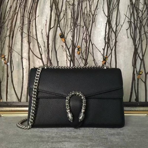 Gucci Dionysus Lichee Pattern Bolso de hombro mediano 400249 Negro