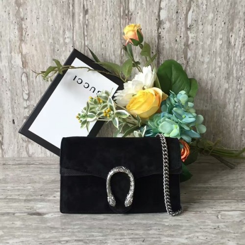 Gucci Dionysus Suede Leather Mini Bolso De Hombro 476432C Negro