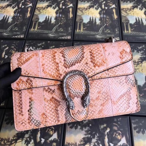 Gucci Dionysus bolso de hombro pequeño de piel de serpiente 400249 rosa