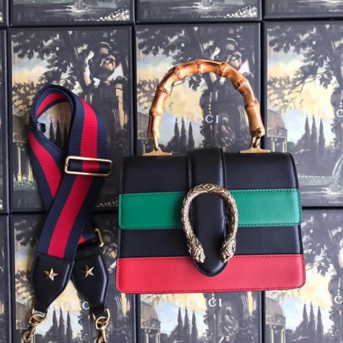 Gucci Dionysus bolso pequeño con asa superior 523367 negro, rojo y verde