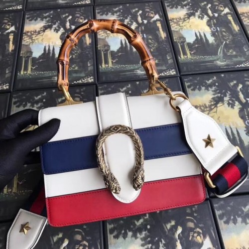 Gucci Dionysus bolso pequeño con asa superior 523367 blanco, azul y rojo