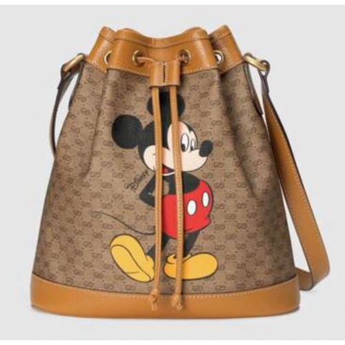 Gucci Disney x Mickey Mouse pequeño bolso de cubo 602691 marrón
