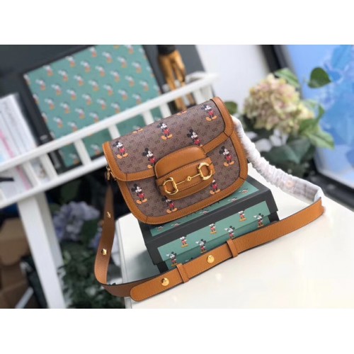 Gucci Disney x Mickey Mouse Bolso de hombro pequeño 602205 Marrón