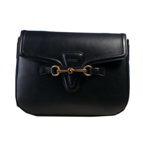 Gucci Bolso de hombro de cuero de napa Emily 370835 Negro