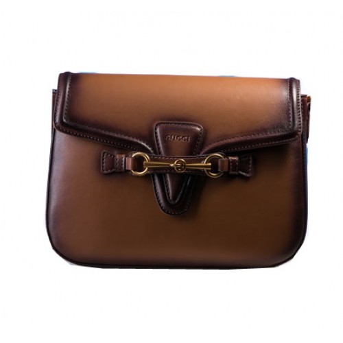 Gucci Bolso de hombro de cuero de napa Emily 370835 Trigo