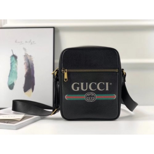 Gucci GG Calfskin Leather Messenger Bolsas 523691 negro