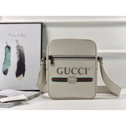Gucci GG Calfskin Leather Messenger Bolsas 523691 blanco