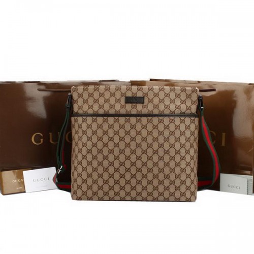 Gucci GG Canvas Bolsa de mensajero mediana 189751 Marrón