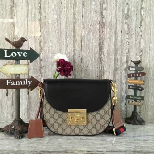 Bolso de hombro de lona Gucci GG 453189 negro y marrón
