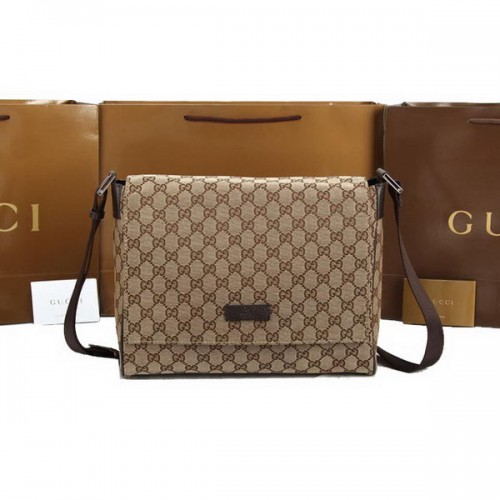 Bolso bandolera pequeño de lona GG de Gucci 146236 Albaricoque