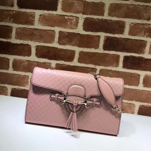 Gucci GG bolso de hombro de cuero 449635 rosa