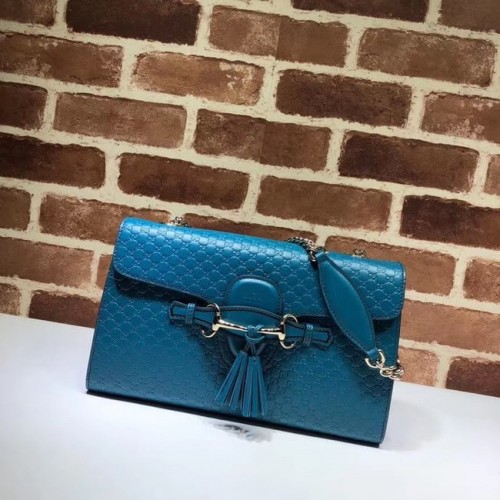 Gucci GG bolso de hombro de cuero 449635 azul