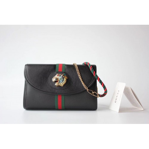 Gucci Bolso de hombro de cuero GG 570145 negro