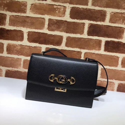 Gucci GG bolso de hombro de cuero 576388 negro