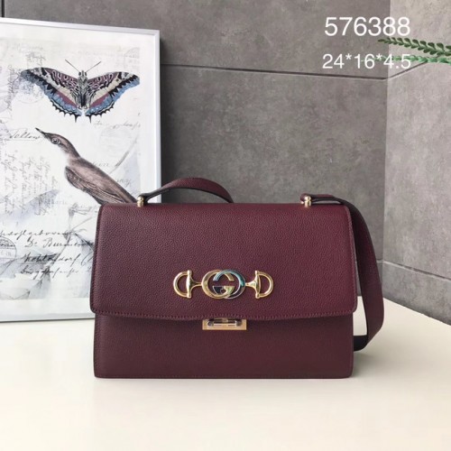 Gucci Bolso de hombro de cuero GG A576388 Morado