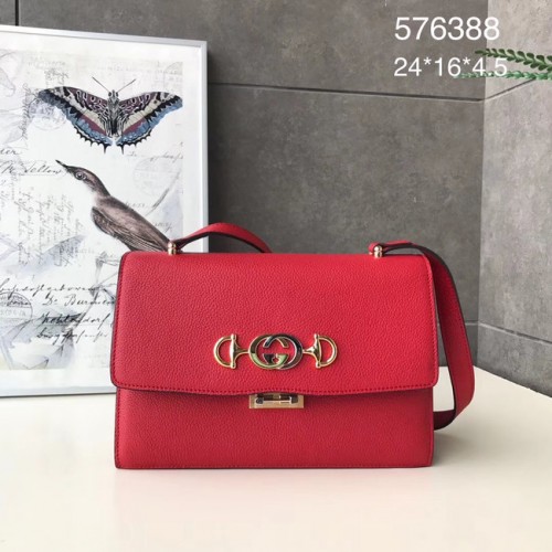 Gucci GG bolso de hombro de cuero A576388 rojo