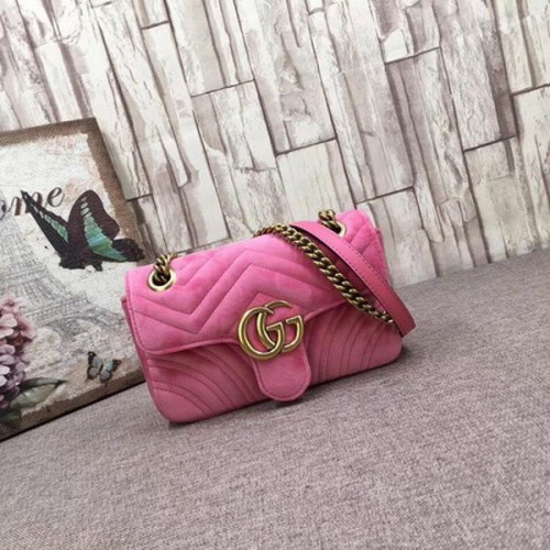 Gucci GG Marmont Mini bolso de terciopelo bordado 446744T Rosa