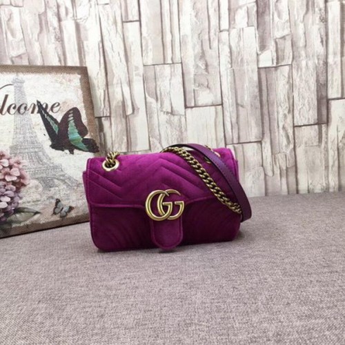 Gucci GG Marmont Mini bolso de terciopelo bordado 446744T Púrpura