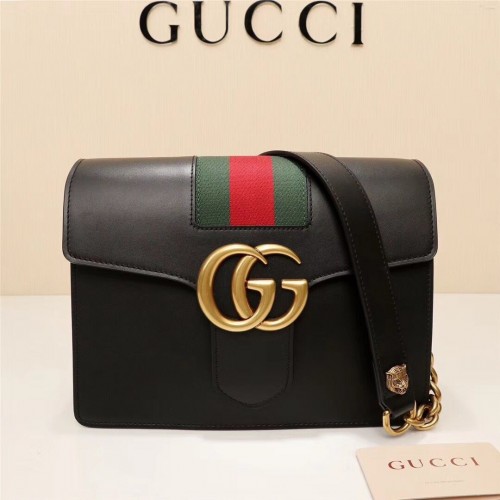 Gucci GG Marmont bolso de hombro de cuero 476468 negro