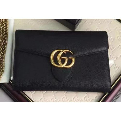 Gucci GG Marmont cuero mini bolso de cadena 401232 negro