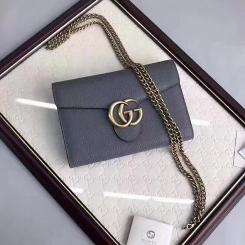 Gucci GG Marmont cuero mini bolso de cadena 401232 gris
