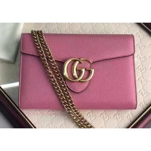 Gucci GG Marmont cuero mini bolso de cadena 401232 rosa