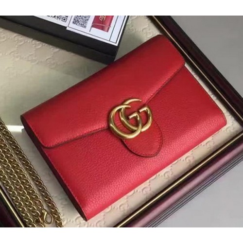 Gucci GG Marmont cuero mini bolso de cadena 401232 rojo