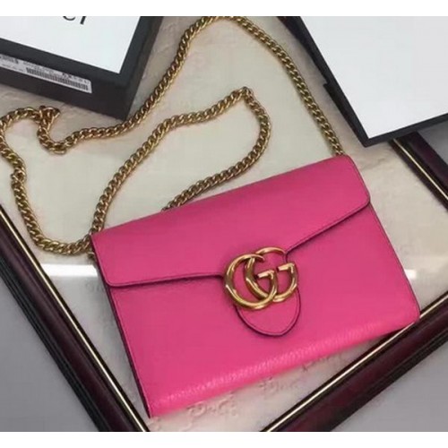 Gucci GG Marmont cuero mini bolso de cadena 401232 rosa