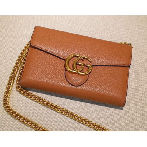 Gucci GG Marmont cuero mini bolso de cadena 401232 Trigo