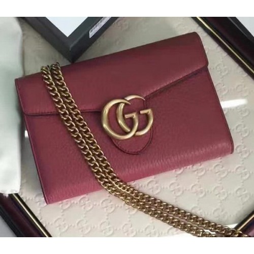 Gucci GG Marmont cuero mini bolso de cadena 401232 vino