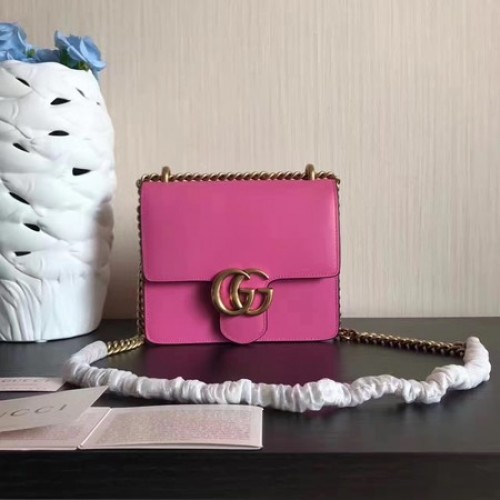 Gucci GG Marmont cuero mini bolso de cadena 431384 rosa